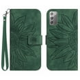 thumbnail image 1 of Mantto for Samsung Galaxy Note 20 6.7 inch Wallet Case with Wrist Strap,Stylish Sunflower Embossed PU Leather Shockproof Protective Magnetic Clasp Flip Kickstand Card Slots Phone Cover,Green, 1 of 10