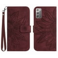 thumbnail image 1 of Mantto for Samsung Galaxy Note 20 6.7 inch Wallet Case with Wrist Strap,Stylish Sunflower Embossed PU Leather Shockproof Protective Magnetic Clasp Flip Kickstand Card Slots Phone Cover,Winered, 1 of 10