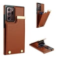 thumbnail image 1 of Mantto for Samsung Galaxy Note20 Ultra Back Wallet Case with Card Holder, Magnetic Clasp 3 Card Slots RFID Blocking Premium PU Leather Shockproof Anti-Scratch Wallet Phone Case, Brown, 1 of 7