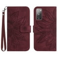 thumbnail image 1 of Mantto for Samsung Galaxy S20 FE 6.5 inch Wallet Case with Wrist Strap,Stylish Sunflower Embossed PU Leather Shockproof Protective Magnetic Clasp Flip Kickstand Card Slots Phone Cover,Winered, 1 of 10