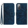 thumbnail image 1 of Mantto for Samsung Galaxy S20 FE 6.5 inch Wallet Case with Wrist Strap,Stylish Sunflower Embossed PU Leather Shockproof Protective Magnetic Clasp Flip Kickstand Card Slots Phone Cover,Inkblue, 1 of 10