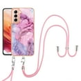 thumbnail image 1 of Mantto for Samsung Galaxy S21 Case, with Lanyard Adjustable Strap, Marble Pattern Soft TPU Bumper Hard PC Back Shockproof Protective Glossy Stylish Durable Phone Case for Women Girls,Pink, 1 of 7