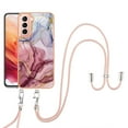 thumbnail image 1 of Mantto for Samsung Galaxy S21 Case, with Lanyard Adjustable Strap, Marble Pattern Soft TPU Bumper Hard PC Back Shockproof Protective Glossy Stylish Durable Phone Case for Women Girls,Rose-carmine, 1 of 7