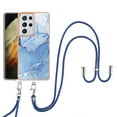 thumbnail image 1 of Mantto for Samsung Galaxy S21 Ultra Case, with Lanyard Adjustable Strap, Marble Pattern Soft TPU Bumper Hard PC Back Shockproof Protective Glossy Stylish Durable Phone Case for Women Girls,Blue, 1 of 7