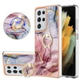 thumbnail image 1 of Mantto For Samsung Galaxy S21 Ultra Case,Ring Holder Stand Marble Pattern 3 in 1 Rugged Shockproof Hybrid Hard PC Soft Rubber Bumper Drop Protective Girls Women Boy Men Phone Cases,Rose, 1 of 6