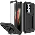 thumbnail image 1 of Mantto for Samsung Galaxy S21 Ultra case, with Stand Built-in Screen Protector Sturdy Military Armor Durable Full Body Heavy Duty Shockproof Metal Silicone PC case for Samsung Galaxy S21 Ultra, Black, 1 of 7