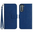 thumbnail image 1 of Mantto for Samsung Galaxy S22 6.1 inch Wallet Case with Wrist Strap,Stylish Sunflower Embossed PU Leather Shockproof Protective Magnetic Flip Stand Card Slots Protective Phone Cover,Darkblue, 1 of 10