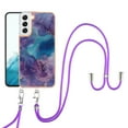 thumbnail image 1 of Mantto for Samsung Galaxy S22 Case, with Lanyard Adjustable Strap, Marble Pattern Soft TPU Bumper Hard PC Back Shockproof Protective Glossy Stylish Durable Phone Case for Women Girls,Purple, 1 of 7
