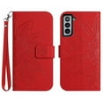 thumbnail image 1 of Mantto for Samsung Galaxy S22 Plus 6.6 inch Wallet Case with Wrist Strap,Stylish Sunflower Embossed PU Leather Shockproof Protective Magnetic Flip Stand Card Slots Protective Phone Cover,Red, 1 of 10