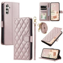 Mantto for Samsung Galaxy S23 FE Wallet Case with Detachable Wrist Strap & Shoulder Strap,Shockproof Luxury PU Leather Purse Credit Card Slots Magnetic Flip Kickstand Crossbody Phone Case, Rosegold