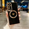 thumbnail image 1 of Mantto for Samsung Galaxy S23 Plus Magnetic Case, Luxury Plating Edge Love Heart Pattern Cover Compatible with MagSafe Soft TPU Bumper Anti-Scratch Shockproof Protective Phone Case,Black, 1 of 8