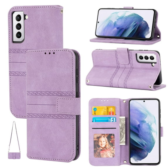 Mantto for Samsung Galaxy S23 Plus Wallet Case, PU Leather with Long Crossbody Strap Card Slots Soft TPU Inner Shockproof Protective Flip Cover Phone Case for Samsung Galaxy S23 Plus,Lightpurple