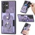 thumbnail image 1 of Mantto for Samsung Galaxy S23 Ultra Back Wallet Case,with Elastic Card Holder,Shockproof PU Leather 360° Rotation Ring Kickstand Support Magnetic Car Mount Phone Case for Women Men,Purple, 1 of 9