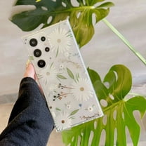 Mantto for Samsung Galaxy S24 Case, Cute Pretty Flower Phone Case for Women Girls, Anti-Scratch Floral Pattern Design Slim Fit Soft TPU Bumper Shockproof Protective Rubber Cover, White Flower