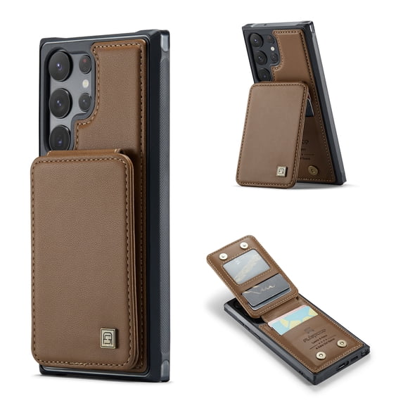 Mantto for Samsung Galaxy S24 FE Case with Card Holder, Premium PU Leather Back Flip Wallet Case for Women Men with RFID Blocking Card Slots Magnetic Clasp Shockproof Kickstand Phone Cover,Brown