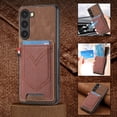 thumbnail image 1 of Mantto for Samsung Galaxy S24 Plus Vintage Denim Pattern PU Leather Wallet Case with Card Slots Holder, Magnetic Cover Support Car Mount Holder, Full Coverage Shockproof Protection Case, Brown, 1 of 8