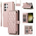 thumbnail image 1 of Mantto for Samsung Galaxy S24 Ultra Wallet Case,Crossbody Phone Case PU Leather Zipper with Wrist Strap & Shoulder Strap Flip Cover Credit Card Holder Magnetic Shockproof Protective Case,Rosegold, 1 of 12