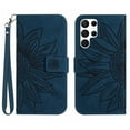 thumbnail image 1 of Mantto for Samsung Galaxy S24 Ultra Wallet Case with Wrist Strap,Stylish Sunflower Embossed PU Leather Shockproof Protective Magnetic Flip Stand Card Slots Protective Phone Cover,Inkblue, 1 of 11