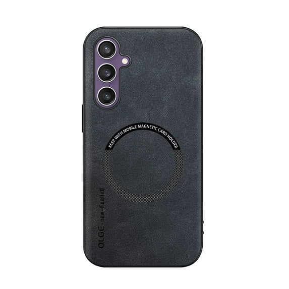 Mantto for Samsung Galaxy S25 Plus Case Compatible with MagSafe Charging, Vegan PU Leather Slim Classic Luxury Elegant Thin Drop Protection Protective Cover for Samsung Galaxy S25 Plus, Black