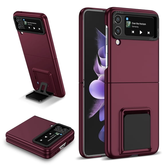 Mantto for Samsung Galaxy Z Flip 3 5G, Folding Bracket Kickstand Military Grade Drop Protection,Skin-Friendly PC Back, Anti-Scratch Anti-Fingerprint case For Samsung Galaxy Z Flip 3 5G, Winered