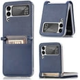 thumbnail image 1 of Mantto for Samsung Galaxy Z Flip 3 Case, Slim Flit Premium Lychee Leather + Hard PC Galaxy Z Flip 3 Wallet Case with Card Slots Protective Phone Case for Samsung Galaxy Z Flip 3 5G Case (Blue), 1 of 10