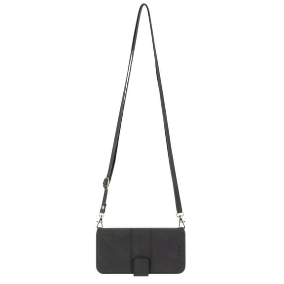 Mantto Samsung Galaxy Z Fold 3 5G Case, Anti-Scratch Shockproof Magnetic Clasp Cash Slot Lanyard Crossbody Shoulder Strap Flip PU Leather Cover Wallet Phone Case for Galaxy Z Fold 3, Black