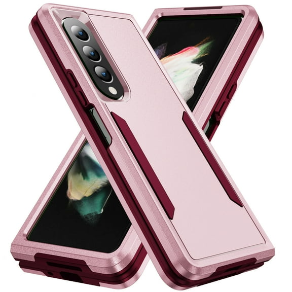 Mantto for Samsung Galaxy Z Fold 4 2022 Phone Case, Hybrid Premium Protection Drop-Tested Anti-Scratch Phone Case Shockproof Heavy Duty Hard PC ProtectiveCover Shell, Pink+Rose
