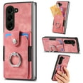 thumbnail image 1 of Mantto for Samsung Galaxy Z Fold 6 Back Wallet Case,with Elastic Card Holder,Shockproof PU Leather 360° Rotation Ring Kickstand Support Magnetic Car Mount Phone Case for Women Men,Pink, 1 of 7