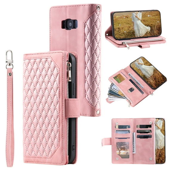 Mantto for Samsung S8 Plus,PU Leather Crossbody Case Purse Zipper Pocket Folio Card Slots Wallet Kickstand Phone Case with Shoulder Strap & Wrist Strap For Samsung Galaxy S8 Plus,
Rosegold