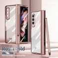 thumbnail image 1 of Mantto Shockproof Plating Hard PC Hard Premium Clear Crystal Transparent Plating Case Anti-Scratch Tempered Glass Screen Protector Cover For Samsung Galaxy Z Fold 3 5G (Rosegold), 1 of 6
