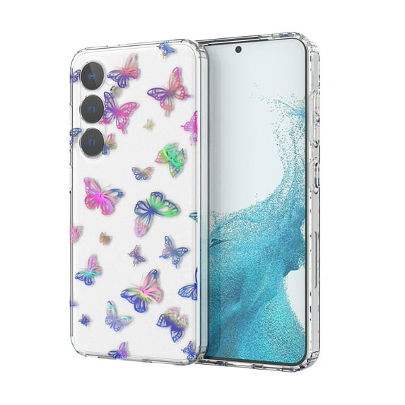Mantto Slim Case for Samsung Galaxy S24, Fashion Marble Pattern Phone Case for Women Girls, Hybrid Shockproof Full Body Protection Lightweight Cover for Samsung Galaxy S24, Butterfly