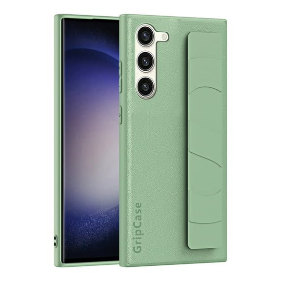 Mantto Slim Case for Samsung Galaxy S25 Plus with Wristband, Wrist Hand Strap Grip, PU Leather Texture Hybrid Shockproof Anti-Scratches Phone Case for Samsung Galaxy S25 Plus, Green