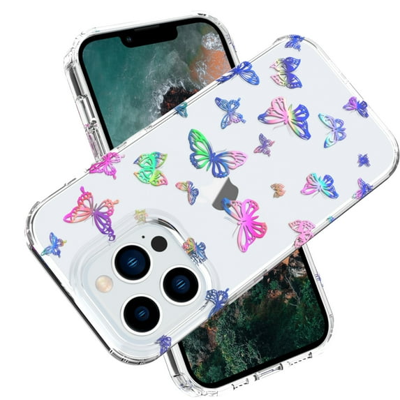 Mantto Slim Case for iPhone 15 Pro Max, Fashion Marble Pattern Phone Case for Women Girls, Hybrid Shockproof Full Body Protection Lightweight Cover for iPhone 15 Pro Max, Butterfly