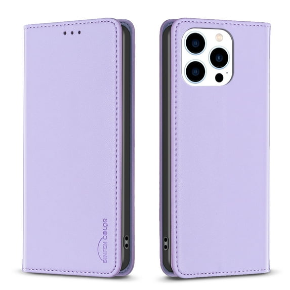 Mantto Slim Wallet Phone Case for Apple iPhone 15 Pro,Hidden Magnetic Closure Folio Flip Kickstand Credit Card Slots Shockproof Premium PU Leather Wallet Protective Phone Case,Lightpurple
