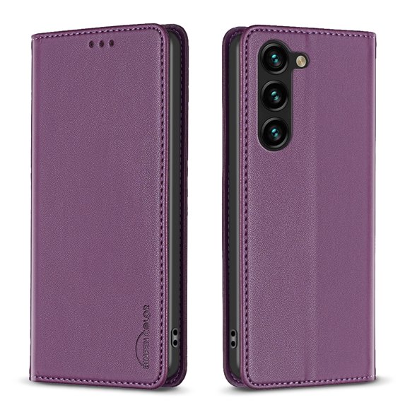 Mantto Slim Wallet Phone Case for Samsung Galaxy S23 Plus,Hidden Magnetic Closure Folio Flip Kickstand Credit Card Slots Shockproof Premium PU Leather Wallet Protective Phone Case,Purple