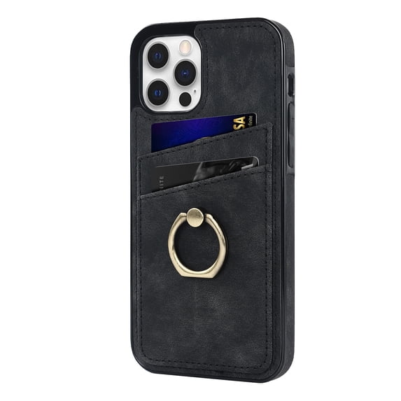 Mantto Slot Case for iPhone 11 Pro Max 6.5 inch ,PU leather+TPU Ultra Slim with Shockproof Card Slot Metal Kickstand Case for iPhone 11 Pro Max 6.5 inch,Black