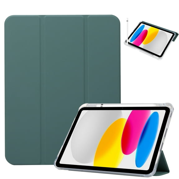 Mantto Smart Case for iPad 10.9-inch 2022, Soft TPU Frosted Back Cover Slim Shell Protective Case with Stand Auto Sleep/Wake Case for Apple iPad 10th Generation 10.9" 2022, Darkgreen