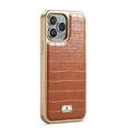 thumbnail image 1 of Mantto Stylish Case for iPhone 13 Pro Max Crocodile Pattern PU Leather Case with Crocodile Pattern Gold Plating Bumper Ultra Slim Case For iPhone 13 Pro Max,Brown, 1 of 5