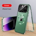thumbnail image 1 of Mantto Transparent Slim Case for iPhone 15 Plus, Built-in Screen Protector Rugged PC + Metal Frame Shockproof Cover with Camera Lens Film Anti-Fingerprints Clear Case, Green, 1 of 7
