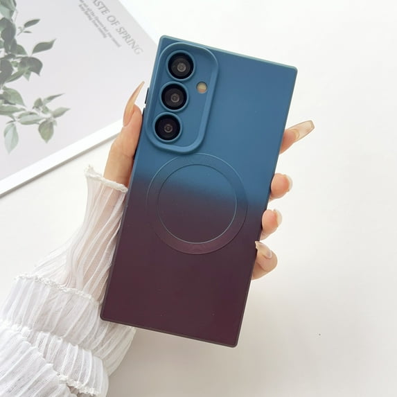 Mantto Two-color Gradient Case for Samsung Galaxy S23 Plus,with Camera Lens Protector,[Compatible with MagSafe Charging],Shockproof Lightweight TPU Ultra Thin Phone Case, Blue+Red