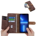 thumbnail image 1 of Mantto Wallet Case Compatible with Samsung Galaxy A03 Core, Premium PU Leather Zipper Folio Wallet RFID Blocking with Wrist Strap Magnetic Closure Built-in Kickstand Protective Case - Brown, 1 of 8