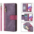 thumbnail image 1 of Mantto Wallet Case Compatible with Samsung Galaxy S21 FE, Premium PU Leather Zipper Folio Wallet RFID Blocking with Wrist Strap Magnetic Closure Built-in Kickstand Protective Case - Rose, 1 of 10