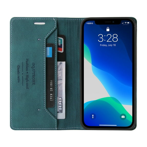 Mantto Wallet Case Compatible with iPhone 13 Pro Max, Shockproof Credit Card Holder Leather Protective Phone Case with Kickstand Cover For iPhone 13 Pro Max,Blue