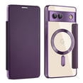 thumbnail image 1 of Mantto Wallet Case for Google Pixel 7A,Compatible with Magsafe Charging,Luxury PU Leather Plating Magnetic Flip RFID Blocking Card Slots Phone Case with Anti-scratch Lens Film,Purple, 1 of 8