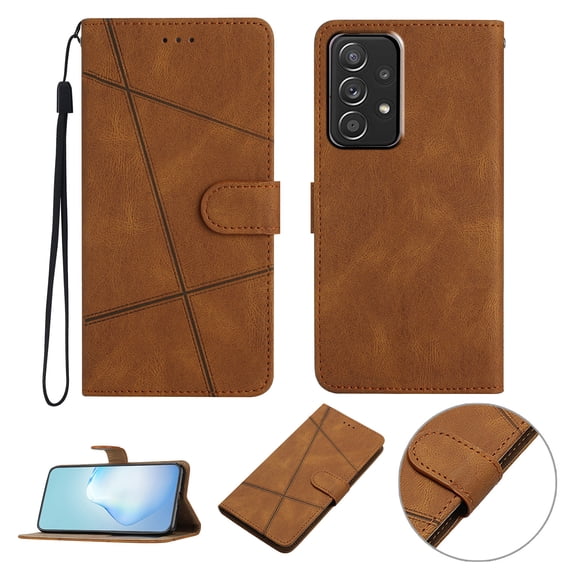 Mantto Wallet Case for Samsung A53 5G, Slim Premium Credit Card Holder Wallet Case with Wrist Strap Leather Stand Magnetic Flip Folio Shockproof Cover for Samsung Galaxy A53 5G, Brown