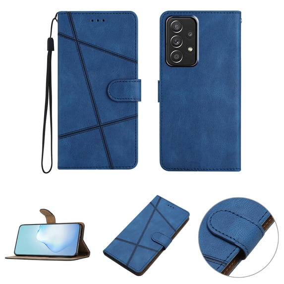 Mantto Wallet Case for Samsung A53 5G, Slim Premium Credit Card Holder Wallet Case with Wrist Strap Leather Stand Magnetic Flip Folio Shockproof Cover for Samsung Galaxy A53 5G, Blue