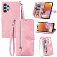 thumbnail image 1 of Mantto Wallet Case for Samsung Galaxy A32 5G,Flower Pattern Embossed PU Leather Kickstand Flip Folio Zipper Wallet Purse Cover Case with Card Holder Wrist Strap, Pink, 1 of 7