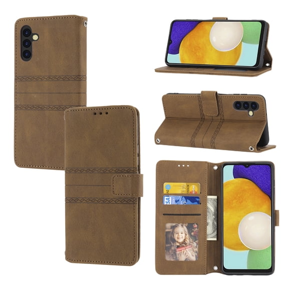 Mantto Wallet Case for Samsung Galaxy A54 5G, Magnetic Closure Folio PU Leather Shockproof Hand Strap Full Body Credit Card Slot Kickstand Cover For Samsung Galaxy A54 5G, Brown