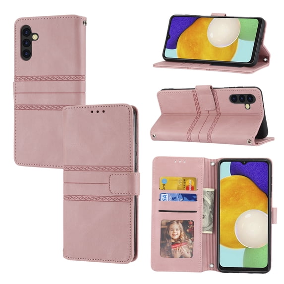 Mantto Wallet Case for Samsung Galaxy A54 5G, Magnetic Closure Folio PU Leather Shockproof Hand Strap Full Body Credit Card Slot Kickstand Cover For Samsung Galaxy A54 5G, Pink