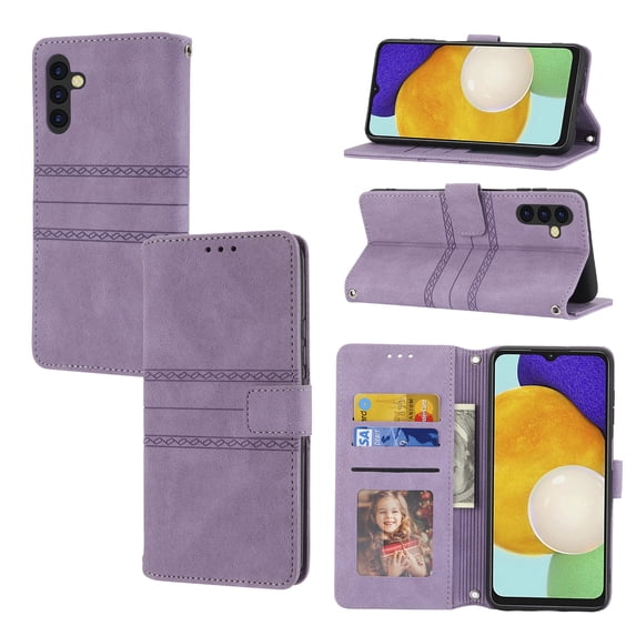 Mantto Wallet Case for Samsung Galaxy A54 5G, Magnetic Closure Folio PU Leather Shockproof Hand Strap Full Body Credit Card Slot Kickstand Cover For Samsung Galaxy A54 5G, Lightpurple